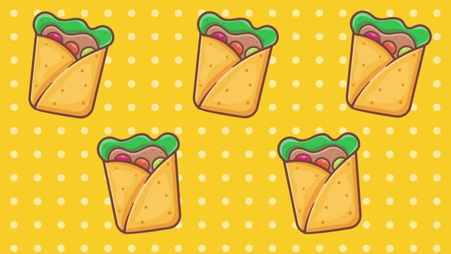 Burrito food animation background seamless looping 