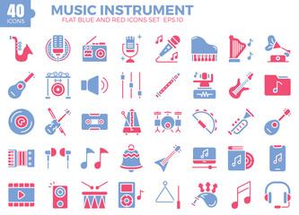 Music Instrument icon set (flat). 
The collection includes web design, application design, UI design.

