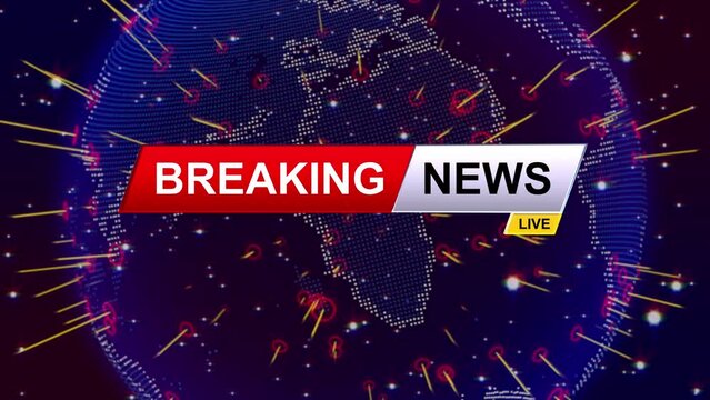 Breaking News Template intro for TV broadcast news show program with 3D breaking news text and badge, against global spinning earth cyber and futuristic style