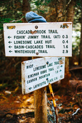 Hiking Signs White Mountain National Forest