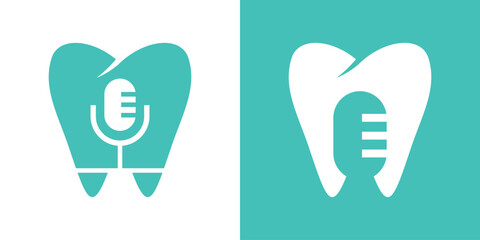logo design dental and microphone icon vector illustration