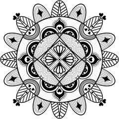 Ornamental round lace pattern or mandala wall art decor and mandala for coloring book greeting card tile pattern wallpapers decor and indian henna tattoo white background