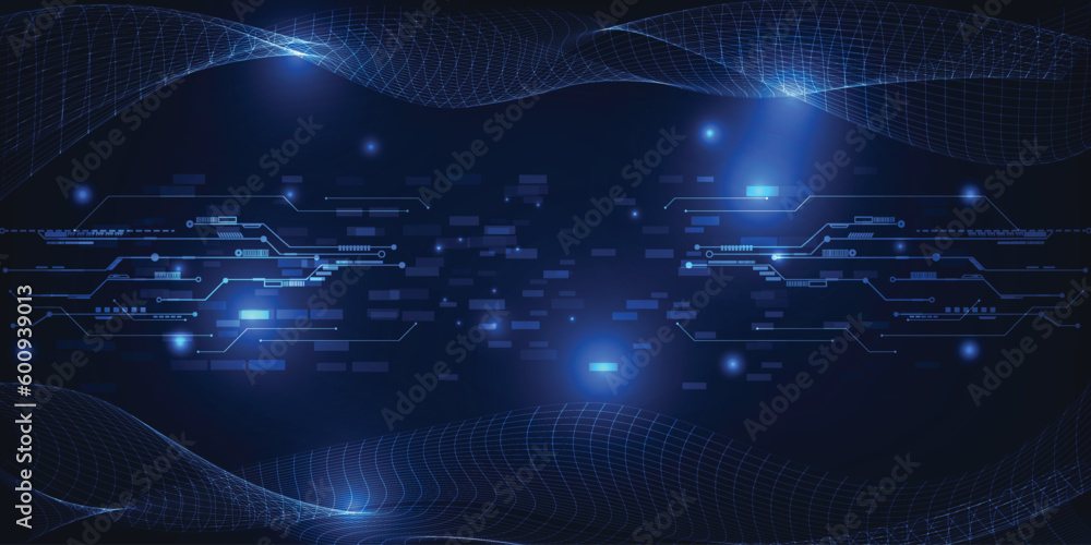 Poster abstract futuristic digital technology background with digital circuit communications for hi tech ad