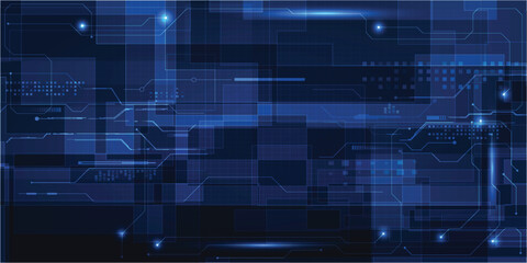 Vector illustrations of futuristic screen display for horizontal layout showcase with digital element grid line circuit decor.Future digital innonvation and technolog concepts.