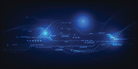 Obraz premium Vector illustrations of futuristic digital technology and digital communications for hi-tech advertising and game artwork.