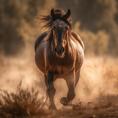 A horse speeding in the desert - Generated by AI