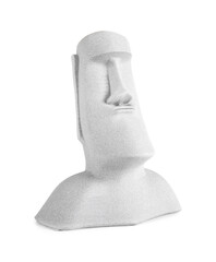 Decorative Moai statue on white background