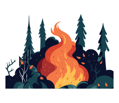 forests burning illustration