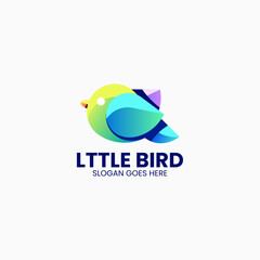 Vector Logo Illustration Little Bird Gradient Colorful Style
