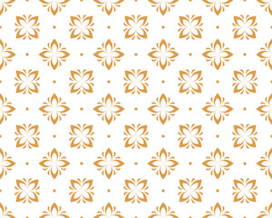 Flower geometric pattern. Seamless vector background. Gold and white ornament