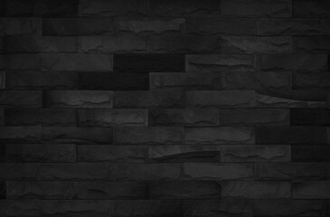 Abstract dark brick wall texture background pattern, Wall brick surface texture. Brickwork painted of black color interior decoration.