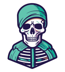 skull wears spooky costume