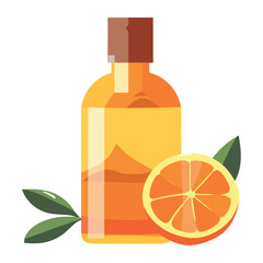 Fresh organic lemon juice in glass bottle