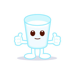 Cute Glass of Milk Character Giving Thumbs Up