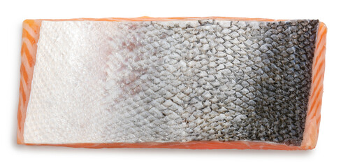 Sliced ​​Fresh Salmon isolated on white background, Salmon Fillet isolated on white background With work path.