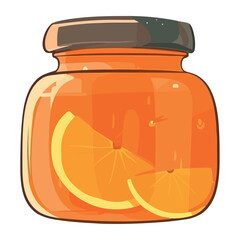 Fresh organic fruit in a yellow jar