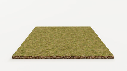 3D rendering of green grass field isolated on white background with clipping path. Sports field. Exercise and recreation place. 7