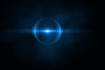 Optical lens flare effect on black background