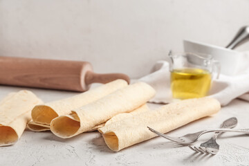 Fresh lavash on light background