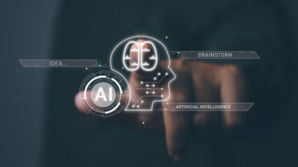 Artificial intelligence (AI), Digital technology creative mind idea thinking and brainstorm.