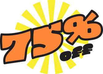 Summer Sale 75 Percent Discount Sticker Tag