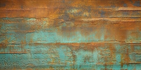 Old grunge copper bronze rusty texture background. Distressed cracked patina siding.	