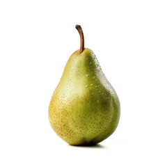 Ideal fresh green pear, isolated on a white background, generative AI