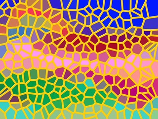 Mosaic shapes, colors, geometric forms, glass, abstract background