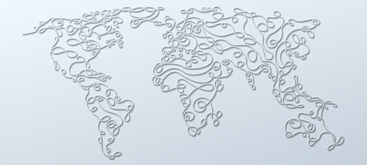 One Line World Map Background