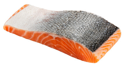 Sliced ​​Fresh Salmon isolated on white background, Salmon Fillet isolated on white background PNG File.
