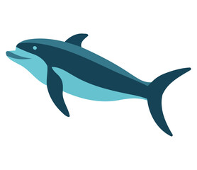 Jumping dolphin silhouette blue underwater design