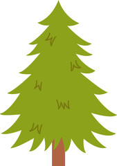 Vector illustration of green fir tree isolated on white background.