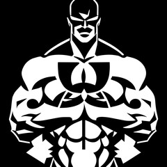 bodybuilder vector design black and white