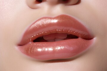 Obraz premium Close up lips of woman. Generative AI.