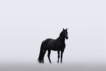 Obraz na płótnie Canvas The minimalist photography of a black horse. Generative AI.
