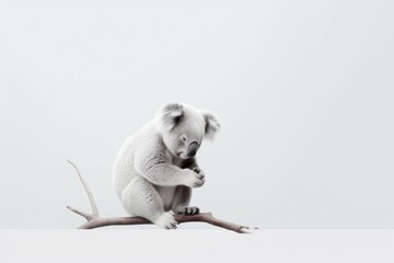 The minimalist photography of a koala bear. Generative AI.