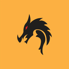 logo template with dragon head simple icon.