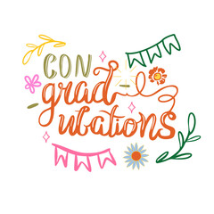 Congradulation design element. Lettering vector composition. Graduate poster. Greeting card for graduation party.