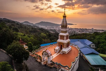 Fotobehang Oud gebouw Aerial view of the Thailand landmarks