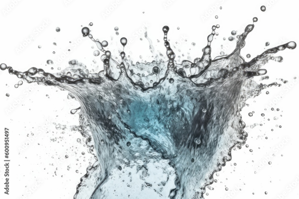 Poster water splashing with a clean white background generative ai