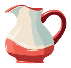 Earthenware jug with ornate handle and decoration