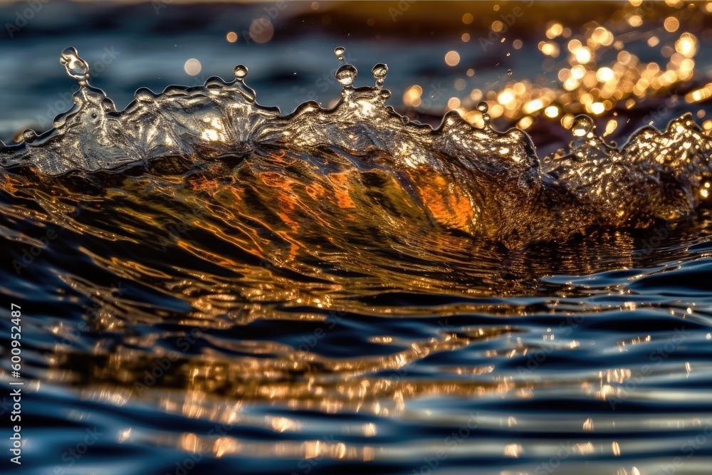 Poster close-up view of a turquoise wave in the ocean generative ai