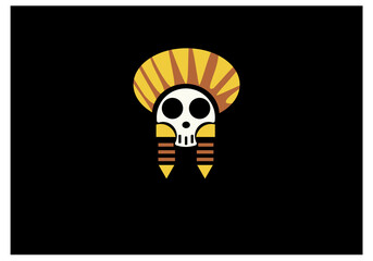 skull logo with a hat on dark background