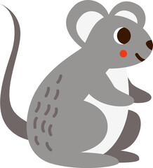 Vector illustration of cartoon cute mouse isolated on white background.