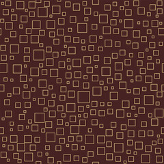 Seamless vector background with random squares. Abstract brown and golden ornament. Seamles abstract pattern