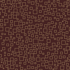 Seamless vector background with random squares. Abstract brown and golden ornament. Seamles abstract pattern