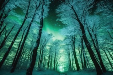 Obraz premium winter wonderland forest with snow-covered trees Generative AI