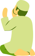 Islamic Man in Prayer Position Flat Hand Drawn Illustration