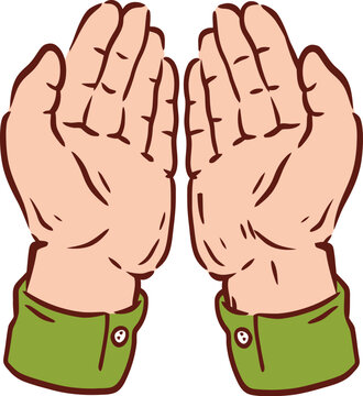 Islamic Praying Gesture Flat Hand Drawn Illustration