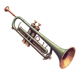 Fototapeta na wymiar Brass musician blowing shiny trumpet